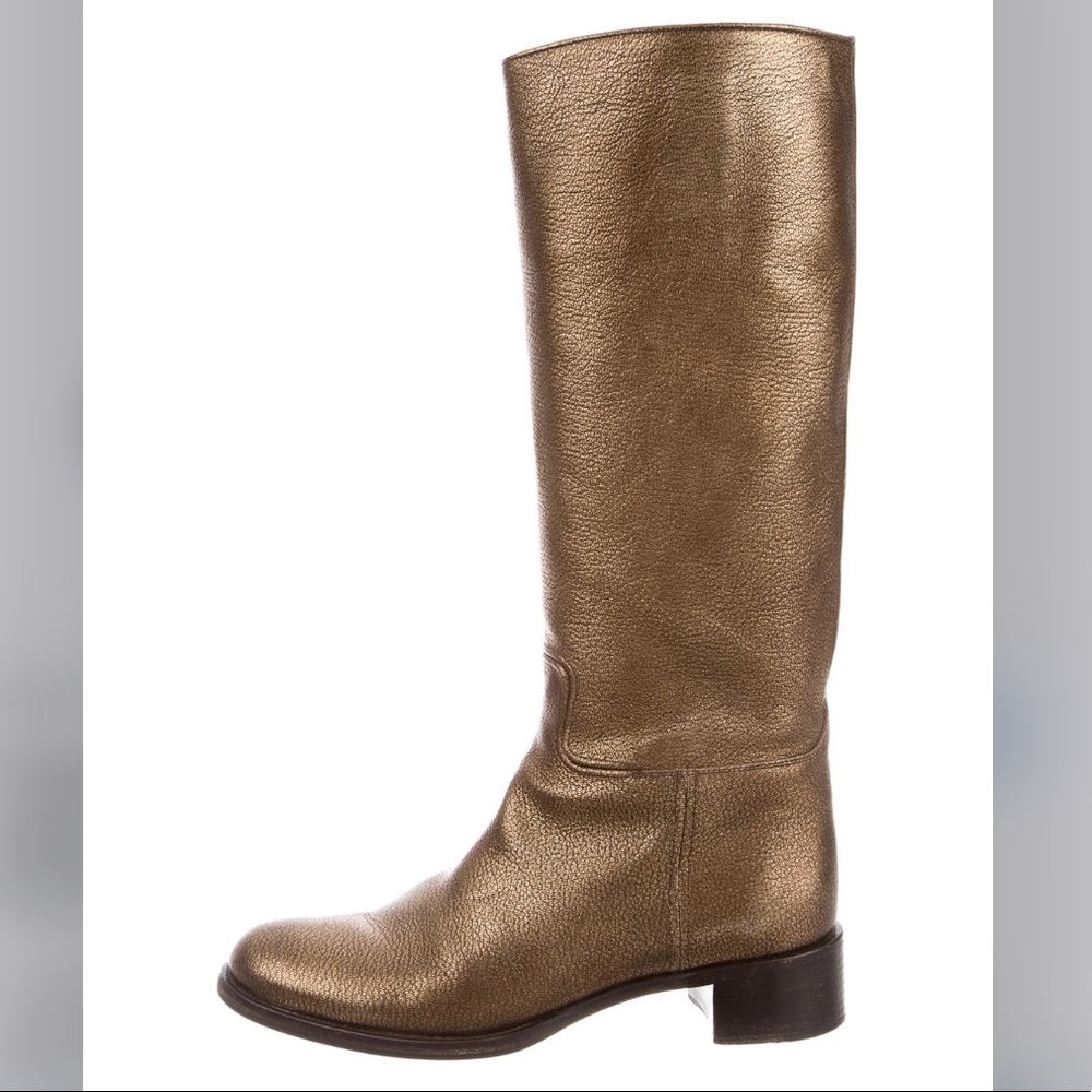 Prada Bronze Metallic Knee High Boots NWT